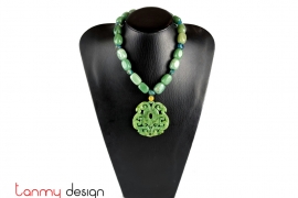 Necklace designed with marble pendant and agate